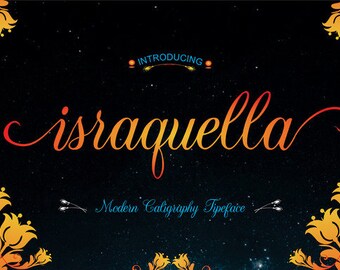 Israquella Fonts Download font Swirly Font Script Font Digital download swash font Cricut font calligraphy font wedding font bundle
