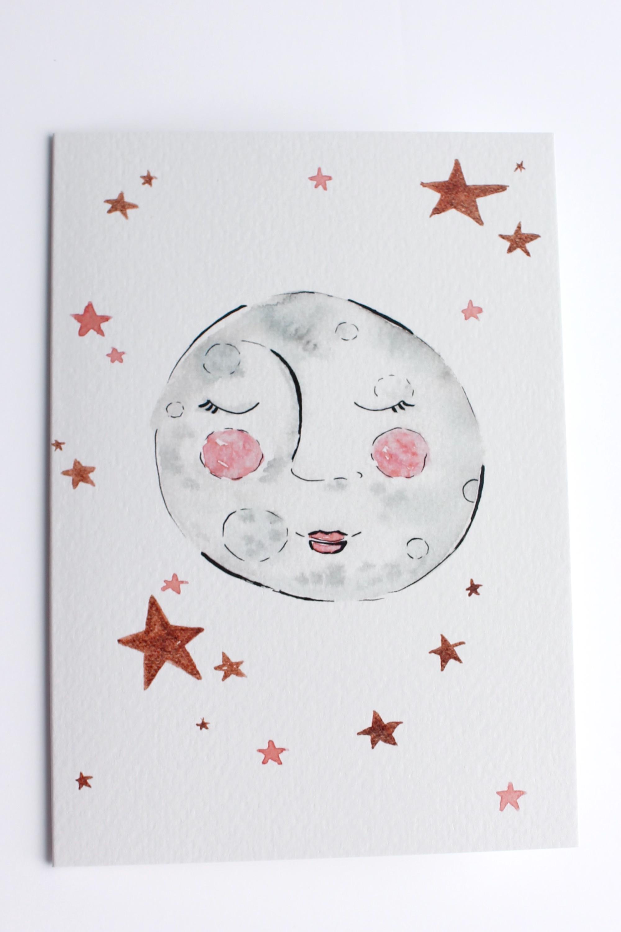 Celestial Moon Greeting Card A6 - Birthday, Thinking of You - Etsy