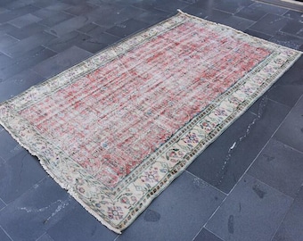 Runner rug, Hallway rug, Turkish vintage rug, Rustic decor, Patchwork design rug, Natural wool rug, Home decor, 5.0 x 8.0 ft DC11631