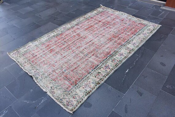 Runner rug, Hallway rug, Turkish vintage rug, Rustic decor, Patchwork design rug, Natural wool rug, Home decor, 5.0 x 8.0 ft DC11631