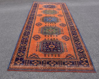 Wedding decor Vintage handmade rug 2.8 x 5.5 ft TV1741 Turkish boho decor Orange area rug Tribal oushak rug Home decor Bedroom rug