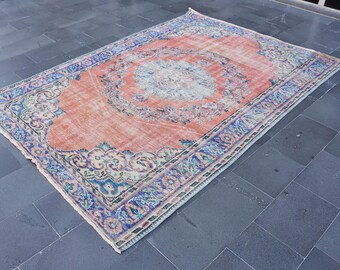 Handknotted Turkish Rug Vintage Area Rug Bohemian Rug 6.2 x 9.1 feet Free Shipping Turkey Carpet Muted Rug Turkish Tribal Rug DC11639