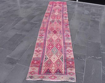 turkish vintage runner rug herki rug hallway rug FREE SHIPPING 2.8 x 13.5 ft oushak rug decorative rustic bohomeian rug antique rug DC11597