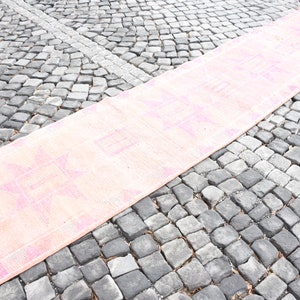 Turkish runner rug, Entryway rug, Vintage rug, Oushak rug, Natural wool rug, Handmade area rug, 2.6 x 12.1 ft Hallway rug, Boho rug, DCS1466