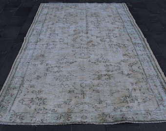 Oushak rug, Turkish rug, Vintage rug, Handmade wool rug, Bohemian area rug, Rustic decor 6 x 9.4 feet Bedroom rug, Large rug  DCS1958