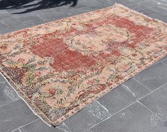 Bohemian Rug, Turkish Rug, Oriental Rug, Oushak Rug, Nomadic Rug, Aztec Rug, Wool Rug, Anatolian Rug, Red Area Rug, 5.7 x 10 ft DCS0727