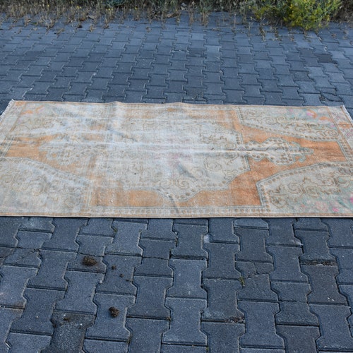Handmade vintage turkish rug bohemian area rug aztec rug bedroom decor rug FREE shops SHIPPING 3.6 x 7.6 ft oushak rug tribal vintage rug DC3734