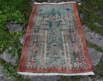 Rare Vintage Oushak Rug Decorative Rug 2.3 x 4 feet Vintage Rug Turkey Rug Home Decor Free Shipping Tribal Rug Aztec Rug Boho Rug