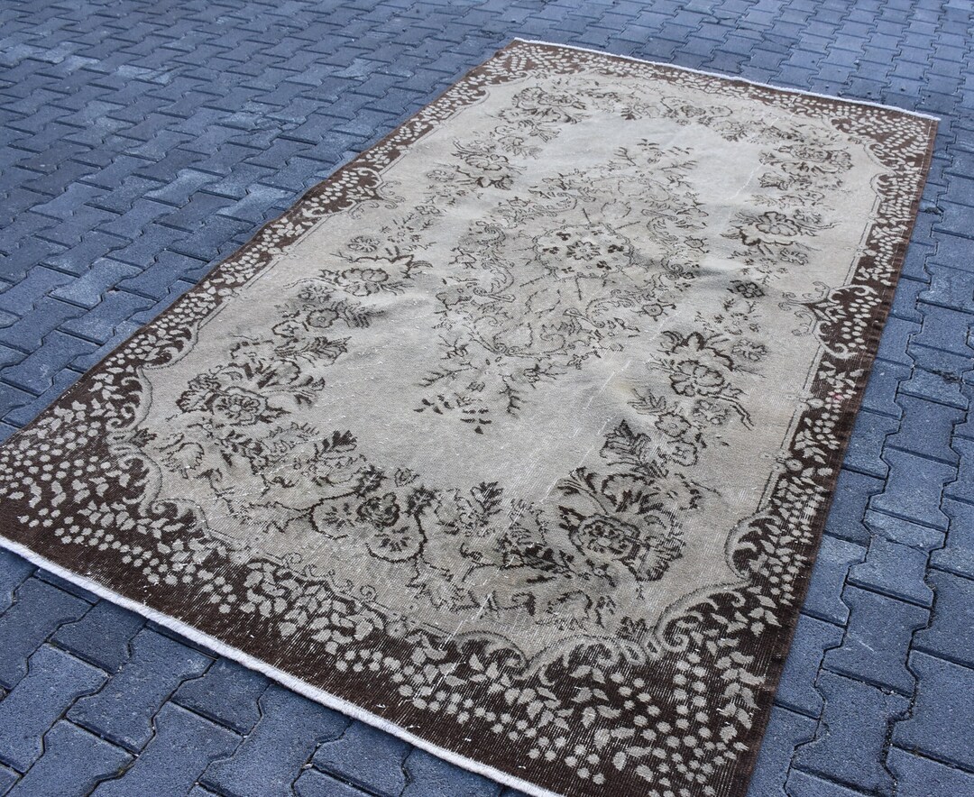 Medium Size Rug Flowering Rug Turkish Rug 5.6x7.5 Feet Farmhouse Rug ...