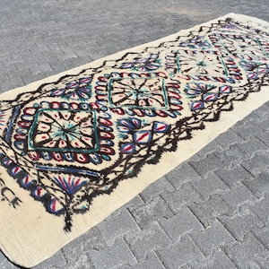turkish kilim rug, felt rug, vintage runner rug FREE SHIPPING 4.9 x 13.3 ft wool rug kitchen rug, hallway rug, bohemian kilim rug DC5246