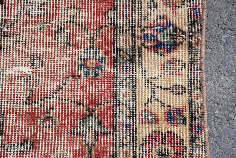 Turkish Area Rug, Red Rug, Vintage Handmade Rug, 3.1 X 6.5 Ft House