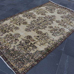 Kostenloser Versand Seltener Natürlicher Vintage Türkischer Teppich 1,5 x 2,7 ft Teppich Oushak Teppich Boho Dekor Aztekenteppich Handgeknüpfter Türkei Teppich DCS1068