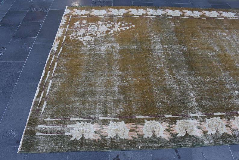 Free Shipping Unique Large Size Turkish Rug Oushak Rug 6.7 X 8.9 Feet