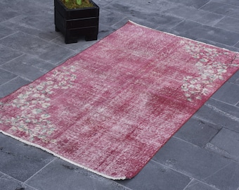 Floor rug, Organic area rug, Turkish rug, Vintage handmade rug, Natural rug, 3.8 x 6.6 ft Bedroom rug, Anatolian rug, Bohemian rug DC9594