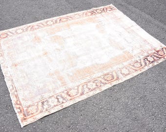 Alfombra pequeña, alfombra turca vintage, alfombra de lana hecha a mano, 4,3 x 6,1 pies, color rojo, alfombra bohemia, decoración del hogar, decoración de pared, moqueta, DCS1537
