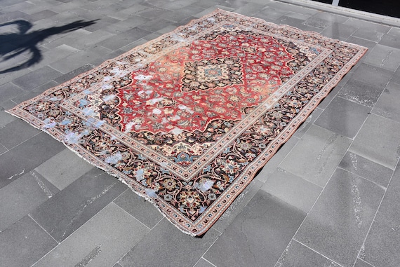 wall decor small turkish rug FREE SHIPPING vintage rug 6.3 x 9.4 ft horse pattern kilim bohemian rug boho decor rug natural wool rug DC11609