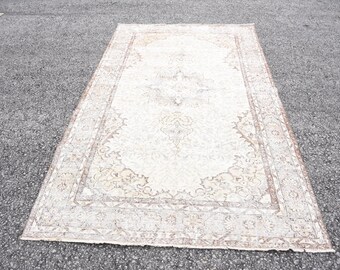 Turkish wool rug, Vintage rug, Handmade large rug, 5.2 x 9.4 ft Farmhouse rug, Livingroom rug, Boho rug, Home decor, Carpet DC11235