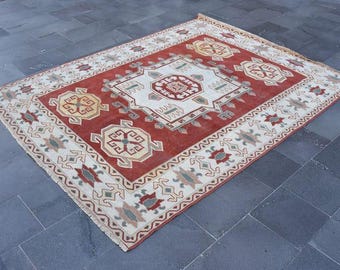 handmade rug , kitchen rug , vintage doormat rug , floor rug , Free Shipping  6.1 x 8.1 ft turkish rug , bohemian rug , home decor DC11627