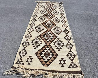 Pink rug, Entryway rug, Turkish Runner rug, Vintage rug, Oushak rug, Herki rug, 3.4 X 11.9 ft Kitchen Decor, Hallway rug, Boho rug, DCS0131