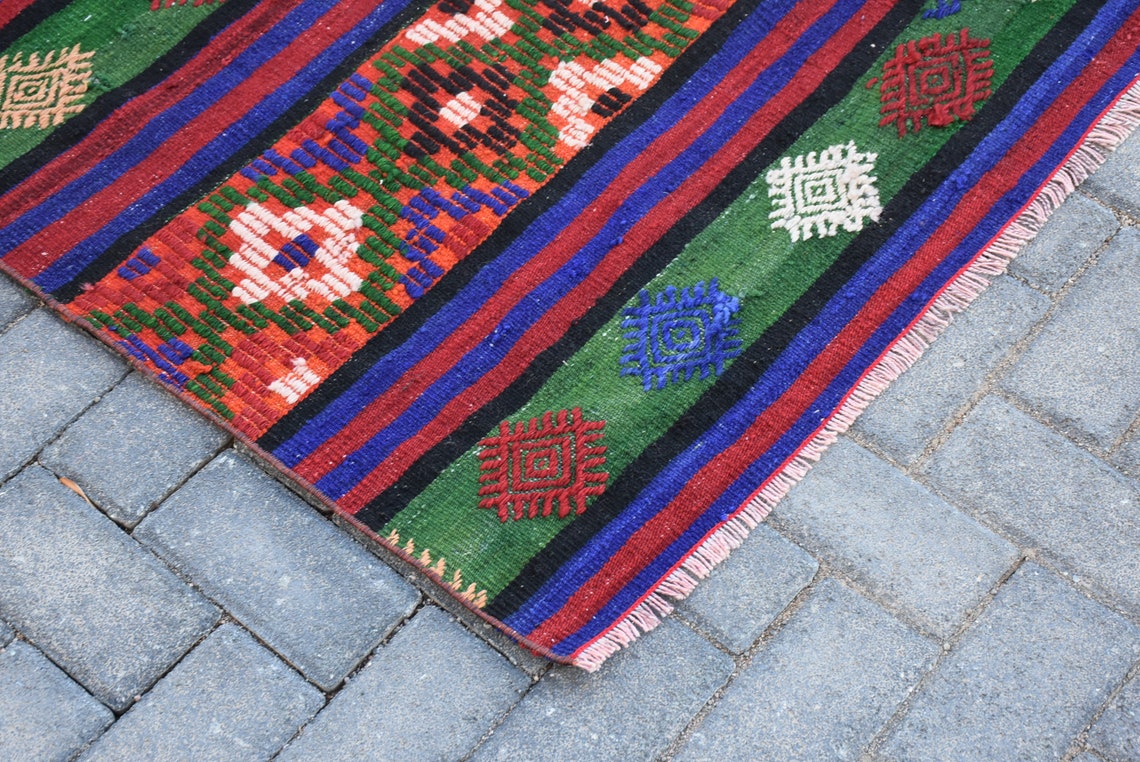 Aztec Kilim Rug Vintage Kilim Rug 4.9 X 10.5 Ft Farmhouse Rug | Etsy