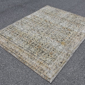 Tappeto turco, tappeto vintage, tappeto decorativo Boho, tappeto Oushak, tappeto fatto a mano da 6,9 x 5 piedi, tappeto Boho, tappeto unico in lana DCS1580