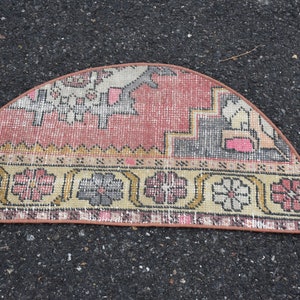 Half circle rug, Turkish rug, Vintage rug 2.7 x 1.4 ft Oriental rug, Doormat rug, Home decor, Decorative rug, Oushak rug, Carpet, DC9376