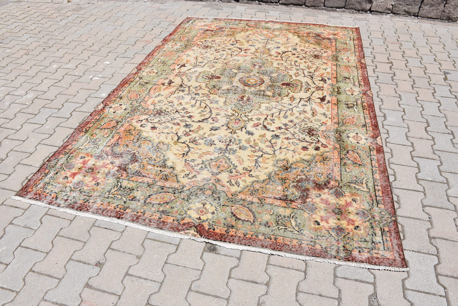 Orange and Green Rug Vintage Boho Decor Turkish Rug Etsy