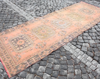 turkish rug, runner area rug, vintage rug, 3.8 x 10.9 ft handmade turkey rug, aztec rug, home decor, livingroom rug organic wool rug DCS1463