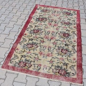Area rug, Turkish rug, Vintage rug, Wool rug 3.6 x 6.2 ft Handmade rug, Floral rug, Bohemian rug, Decorative rug, Livingroom rug, DC7791