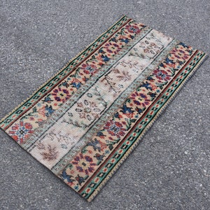 Alfombra turca, alfombra de área pequeña, alfombra azteca, alfombra boho, alfombra vintage, alfombra Oushak, alfombra de decoración de baño, 1,9 x 3,4 pies, alfombra de lana orgánica, DC9540