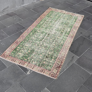 Oushak rug, Turkish rug, Vintage rug, Handmade wool rug, Bohemian area rug, Rustic decor 3.1 x 6.4 feet Bedroom rug, Nursery rug  DC11472