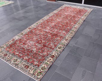 トルコ絨毯、ランナーラグ、ヴィンテージブルーラグ 4.7 x 12.7