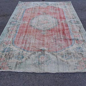 Small area rug, Turkish vintage rug, Handmade wool rug, 6.6 x 10 ft Red color rug, Bohemian rug, Home decor, Wall decor, Carpet,  DCS1724