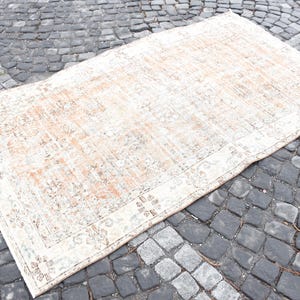 Beige small rug, Turkish vintage rug, Handmade rug, Oriental rug, Bohemian rug, Home decor, Doormat rug, Bedroom rug, 4.5 x 7.8 feet DCS1449