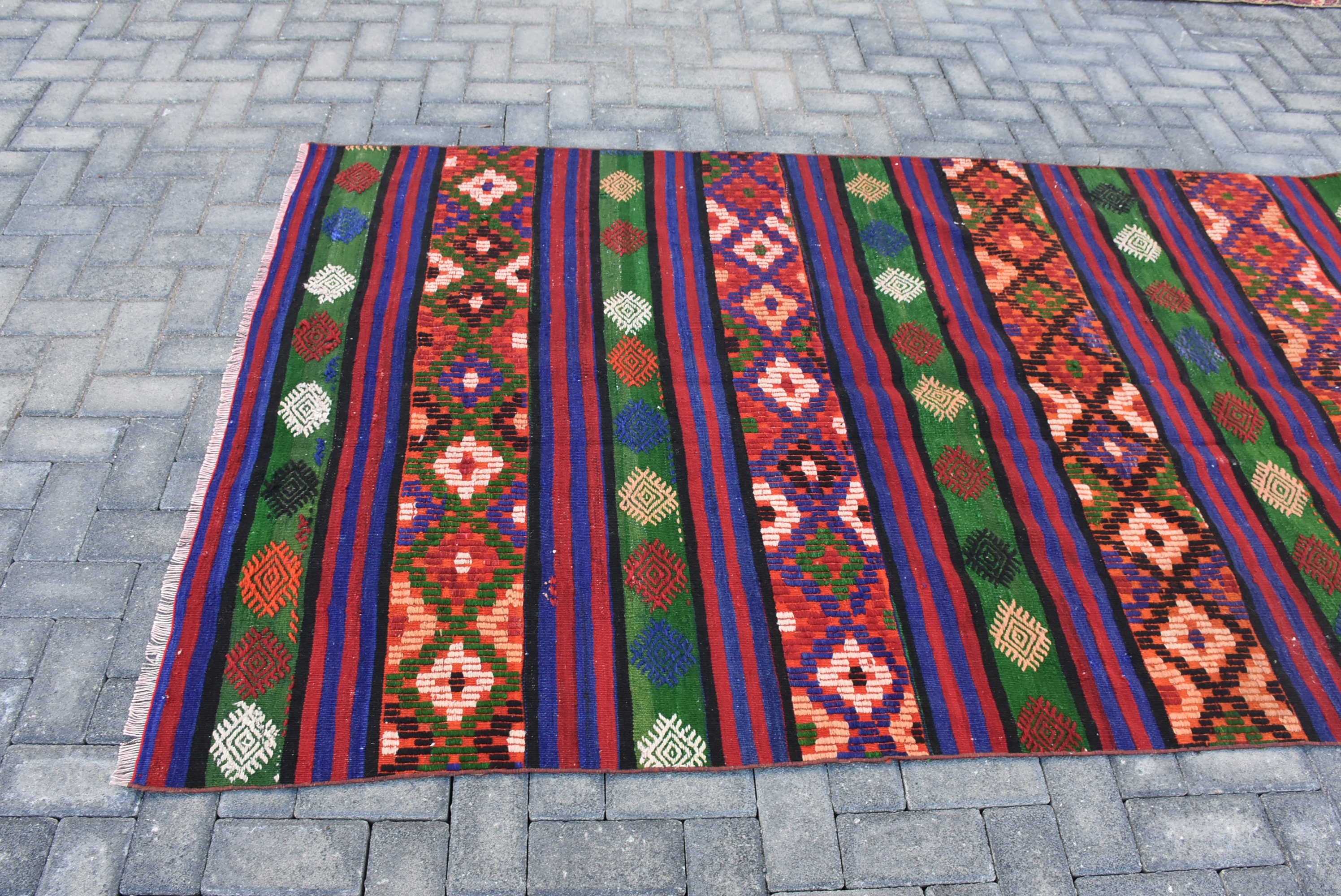 Aztec Kilim Rug Vintage Kilim Rug 4.9 X 10.5 Ft Farmhouse Rug | Etsy