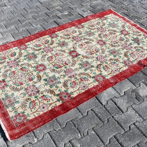 turkish rug vintage rug oushak rug boho decor rug farmhouse rug, 3.7 x 6.7 ft handmade rug turkeyr rug nomadic rug floor rug wool rug DC4827