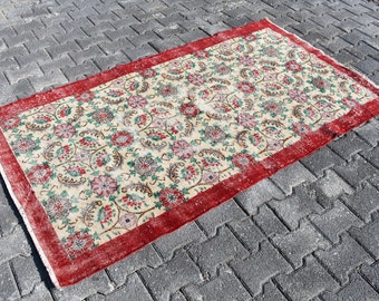 turkish rug vintage rug oushak rug boho decor rug farmhouse rug, 3.7 x 6.7 ft handmade rug turkeyr rug nomadic rug floor rug wool rug DC4827