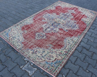 Faded Color Oushak Rug farmhouse rug, 5.1 x 8.4 ft Vintage Turkish Rug Anatolian Floor Rug Decorative Area Rug Nomadic Rug Wool Rug DC6410