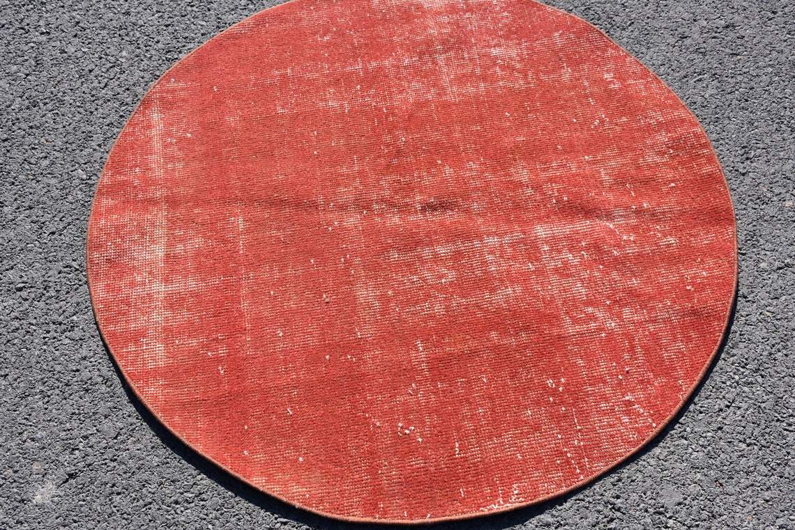 Round Red Rug Small Rug Circle Rug Turkish Rug Wool Rug Etsy