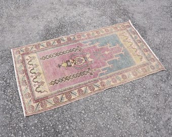 Oushak Rug Vintage Rug Free Shipping Turkish Rug 2.3 x 4.4 ft  Vintage Area Rug Floor Rug Natural Dyed Wool Rug Bohemian Wool Rug DC11245