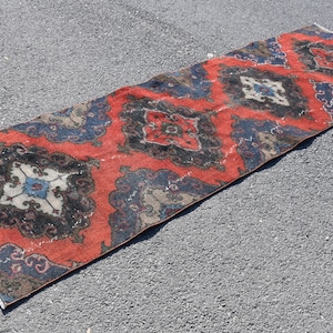Turkish rug, Vintage runner rug 2.9 x 9.8 ft Corridor rug, Handmade runner rug, Oushak rug, Decorative rug, Hallway rug, Wool rug, DC9085