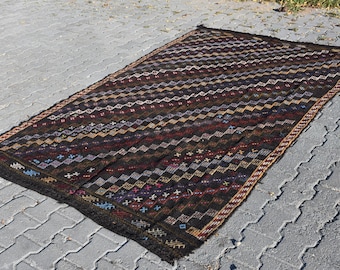 handmade kilim rug turkish kilim rug FREE SHIPPING vintage rug 5.4 x 9.2 ft wool rug bohemian rug area rug boho rug livingroom rug DC4047