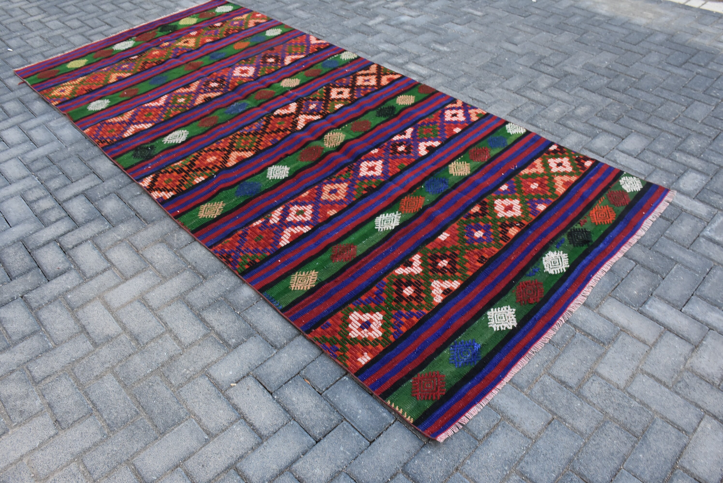 Aztec Kilim Rug Vintage Kilim Rug 4.9 X 10.5 Ft Farmhouse Rug | Etsy