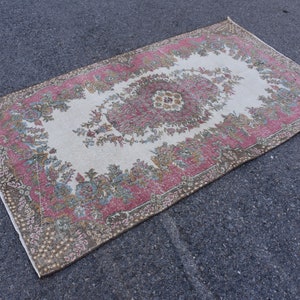 Vintage Turkish rug, Handmade area rug, Handmade rug, Oushak rug, Bohemian rug, Diningroom rug, Home decor,  3.8 x 6.7 ft DCS1725