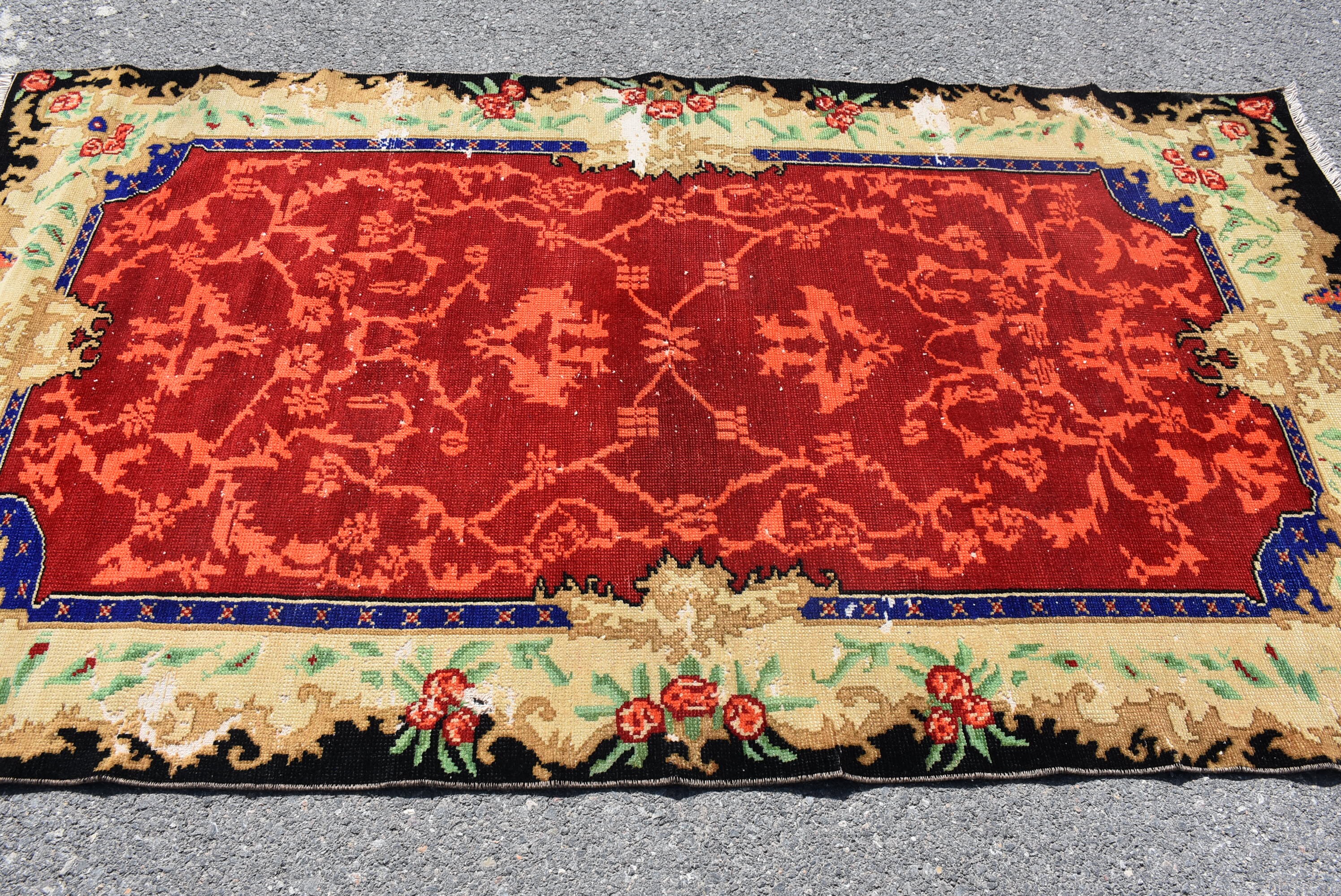 Turkish Large Rug, Overdyed Rug, Vintage Rug, Oushak Rug, Pink Rug