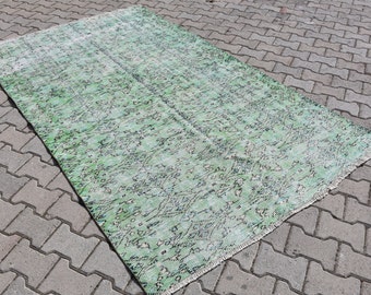 Vintage green rug, Large rug, Turkish rug, 5.0 x 8.4 ft Oriental rug, Livingroom rug, Boho rug, Home decor, Old rug, Oushak rug,  DC7097