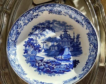 Antique Wegdwood blue and white transferware serving plate