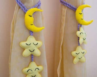 Curtain Tie Backs | Nursery | Moon and Stars