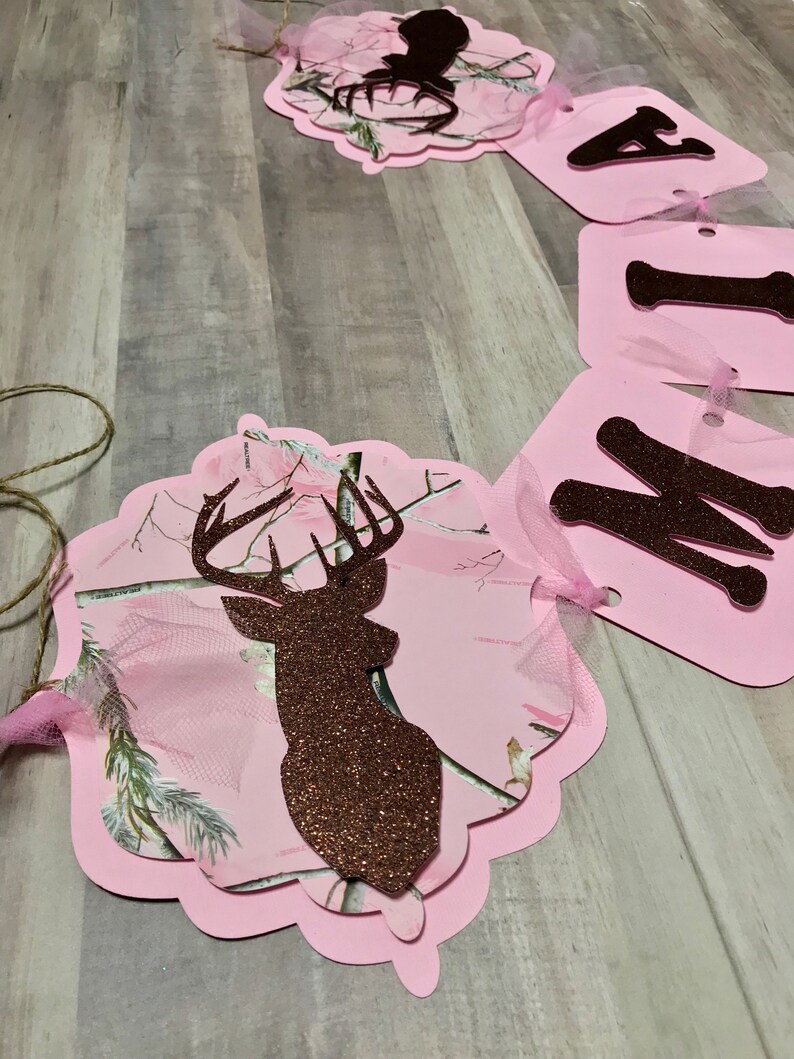 Camo Birthday Party Supplies Personalized Pink Camo Banner Hunting Birthday Party Girls Camo Birthday
