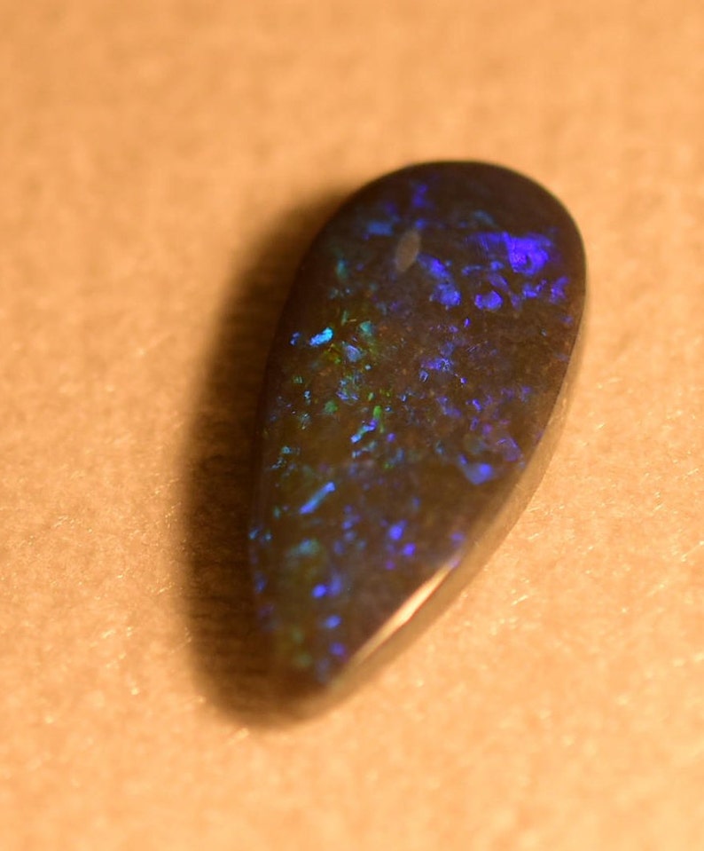 Black Opal # 245 Solid 2.75 Carats From Lightning Ridge Australia Long Pear